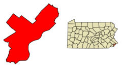 Philadelphia County Pennsylvania Incorporated and Unincorporated areas Philadelphia Highlighted.svg