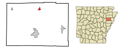 Cross County Arkansas Incorporated and Unincorporated areas Cherry Valley Highlighted.svg