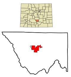 Custer County Colorado Incorporated and Unincorporated areas Silver Cliff Highlighted.svg
