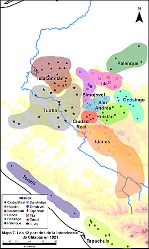 Archivo:Los 12 partidos de la intendencia de Chiapas en 1821