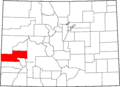 Map of Colorado highlighting Montrose County