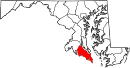 Map of Maryland highlighting Saint Mary's County.svg