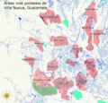 Mapa de las zonas mas pobladas de Villa Nueva Guatemala
