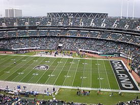 Archivo:Oakland Coliseum field from Mt. Davis