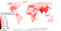Population density of countries 2018 world map, people per sq km