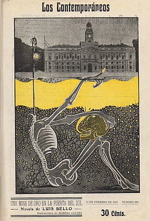 Archivo:1913-02-14, Los Contemporáneos, Una mina de oro en la Puerta del Sol, novela de Luis Bello, ilustraciones de Romero Calvet