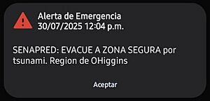 Archivo:Alerta de emergencia tsunami Región de O'Higgins (30 de julio de 2025)