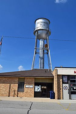 City hall and water tower, Mechanicsville, IA.jpg