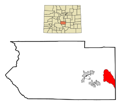 Fremont County Colorado Incorporated and Unincorporated areas Penrose Highlighted.svg