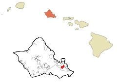 Honolulu County Hawaii Incorporated and Unincorporated areas Maunawili Highlighted.svg