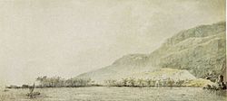 Archivo:John Webber - 'Kealakekua Bay and the village Kowroaa', 1779, ink, ink wash and watercolor