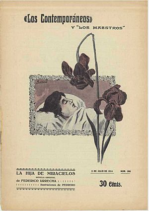 Archivo:Los Contemporáneos, La Hija de Miracielos, July 1914, nº 288, cover by Mariano Pedrero