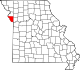 Mapa de Misuri con la ubicación del condado de Platte
