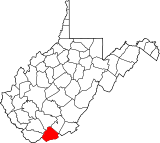 Map of West Virginia highlighting Mercer County.svg