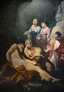 Saint Andrew among the Saints Batholomew, Carlo Borromeo, Lucy and Apollonia 1710-16 - Frederico Bencovich, Senonches, France.jpg