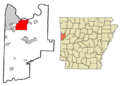 Sebastian County Arkansas Incorporated and Unincorporated areas Barling Highlighted
