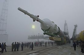 Soyuz tm-31 transported to launch pad