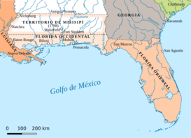 Las Floridas Occidental y Oriental hacia 1803.