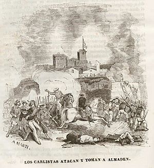 Archivo:1845, Historia de Cabrera y de la guerra civil en Aragón, Valencia y Murcia, Los carlistas atacan y toman Almadén