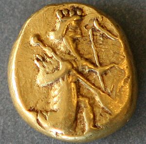 Archivo:Achaemenid coin daric 420BC front