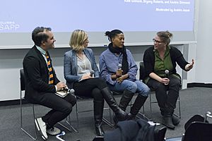 Andrés Jaque, Bryony Roberts, Xaviera Simmons, and Kate Gilmore at Performing History at Columbia GSAPP.jpg