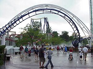 Archivo:Cedar Point coasters inside the park
