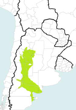 En color verde se observa la distribución de la tortuga terrestre patagónica (Chelonoidis chilensis haplogrupo “del monte”).