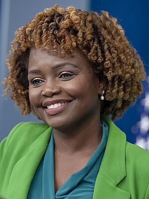 Karine Jean-Pierre at the White House on 4 December 2023 (cropped).jpg