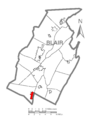 Map of Claysburg, Blair County, Pennsylvania Highlighted