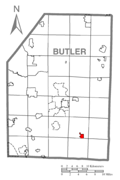 Map of Saxonburg, Butler County, Pennsylvania Highlighted.png