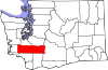 Mapa de Washington con la ubicación del condado de Lewis
