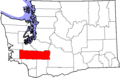 Map of Washington highlighting Lewis County