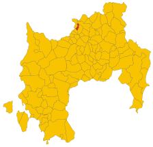 Map of comune of Setzu (province of South Sardinia, region Sardinia, Italy) - 2016.svg