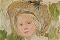 Mary Stevenson Cassatt, Sketch of Head of a Girl in a Hat with a Black Rosette oil on canvas laid down on board, 24.8 x 32.4 cm, circa 1910, Christie's