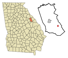 McDuffie County Georgia Incorporated and Unincorporated areas Dearing Highlighted.svg