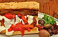 Mmm... Meatball sub with marinara sauce, mozzarella, and roasted peppers (6432603233)