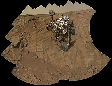 PIA16763 - Curiosity Rover's self portrait at 'John Klein' drilling site