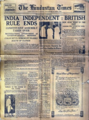 Archivo:The Hindustan Times front page 15 August 1947