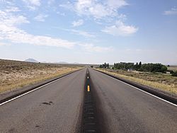 2014-07-18 10 37 28 View south along Nevada State Route 318 about 18.9 miles north of the Lincoln County Line in Sunnyside, Nevada.JPG
