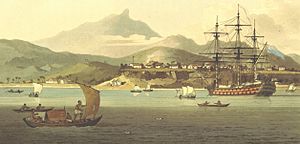 Archivo:BARROW(1806) p098 PORTO PRAYA, ISLAND OF ST.JAGO (cropped)