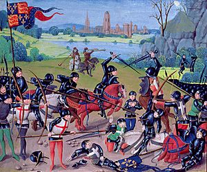 Archivo:Battle of Agincourt, St. Alban's Chronicle by Thomas Walsingham