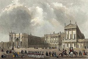 Archivo:Buckingham Palace engraved by J.Woods after Hablot Browne & R.Garland publ 1837 edited