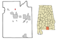 Covington County Alabama Incorporated and Unincorporated areas Gantt Highlighted