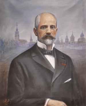 Archivo:Félix Huerta y Huerta (1901) retrato con fondo Alcalá de Henares