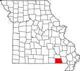 Map of Missouri highlighting Ripley County.svg
