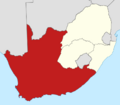 Map of the provinces of South Africa 1976-1994 with the Cape highlighted