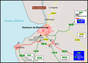Archivo:Mapa de carreteras de San Lúcar de Barrameda