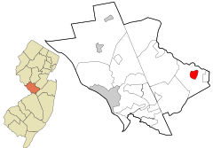 Mercer County New Jersey incorporated and unincorporated areas Hightstown highlighted.svg