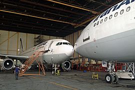 Two Iran Air Airbus A300B4-605R undergoing maintenance at Mehrabad Airport