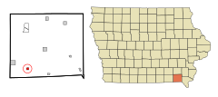 Van Buren County Iowa Incorporated and Unincorporated areas Cantril Highlighted.svg